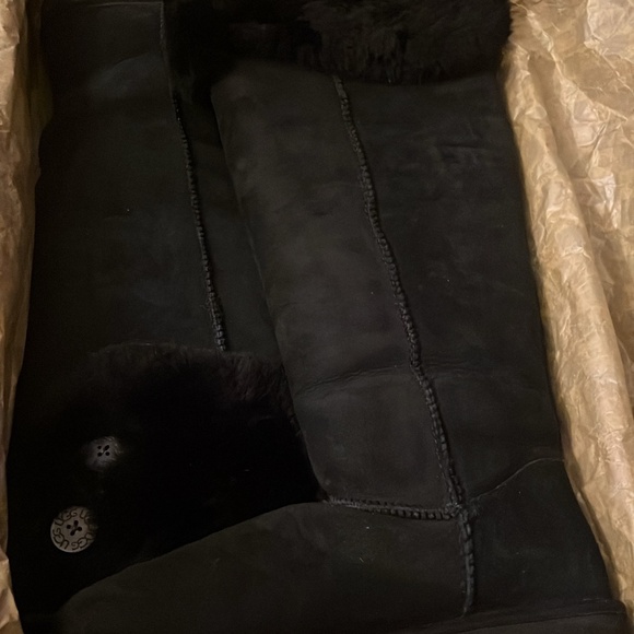 Ugg Over the Knee Bailey Button Fur Lined Suede Boots - Picture 2 of 8
